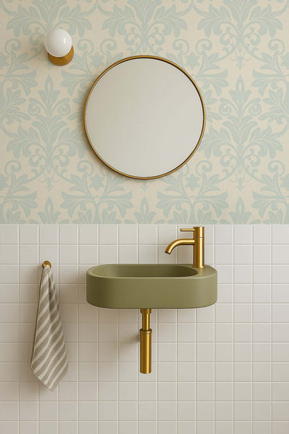 Mitchell Black Rococo Relief Wallpaper - Pale Blue Gray