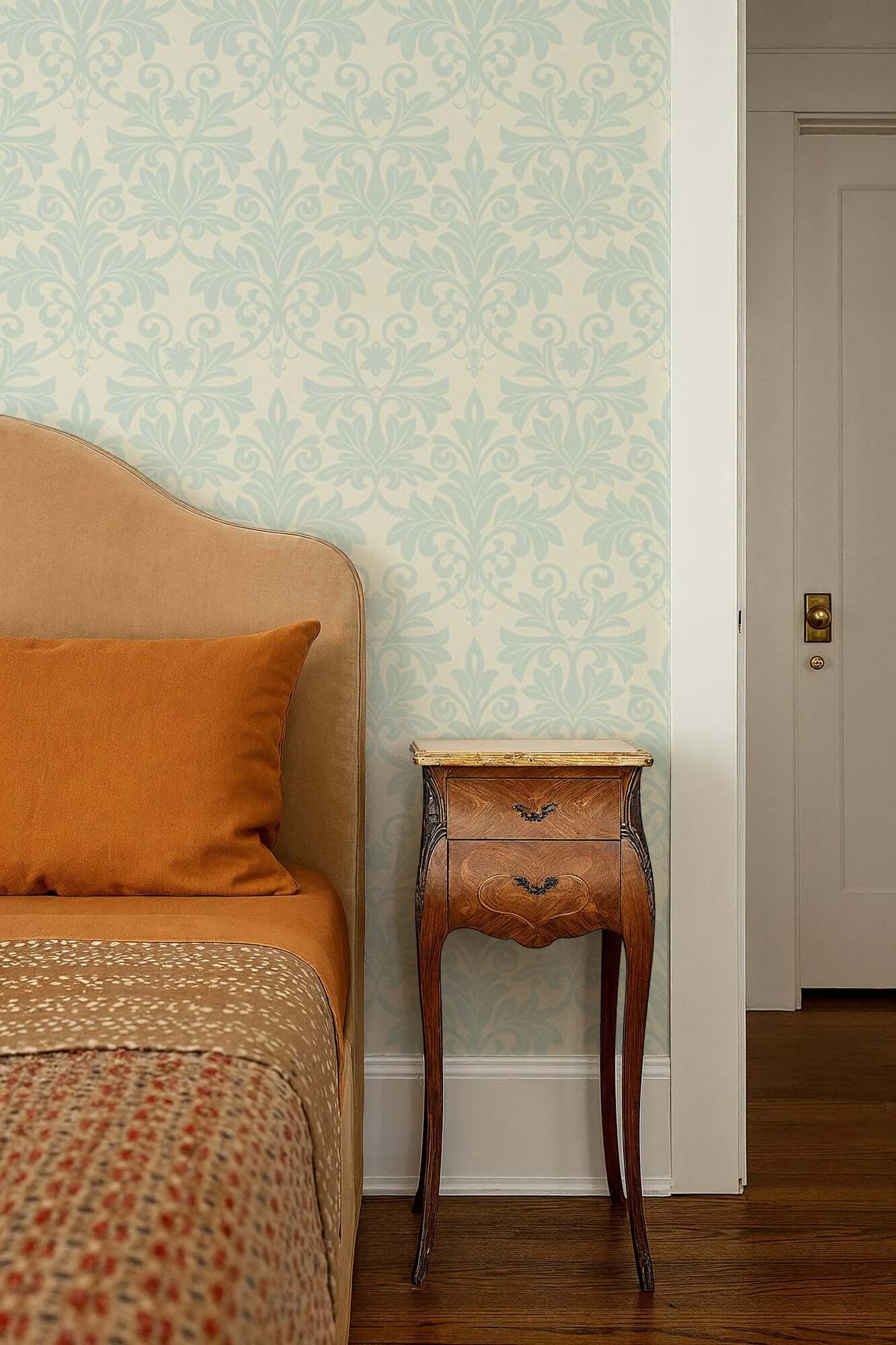Mitchell Black Rococo Relief Wallpaper - Pale Blue Gray