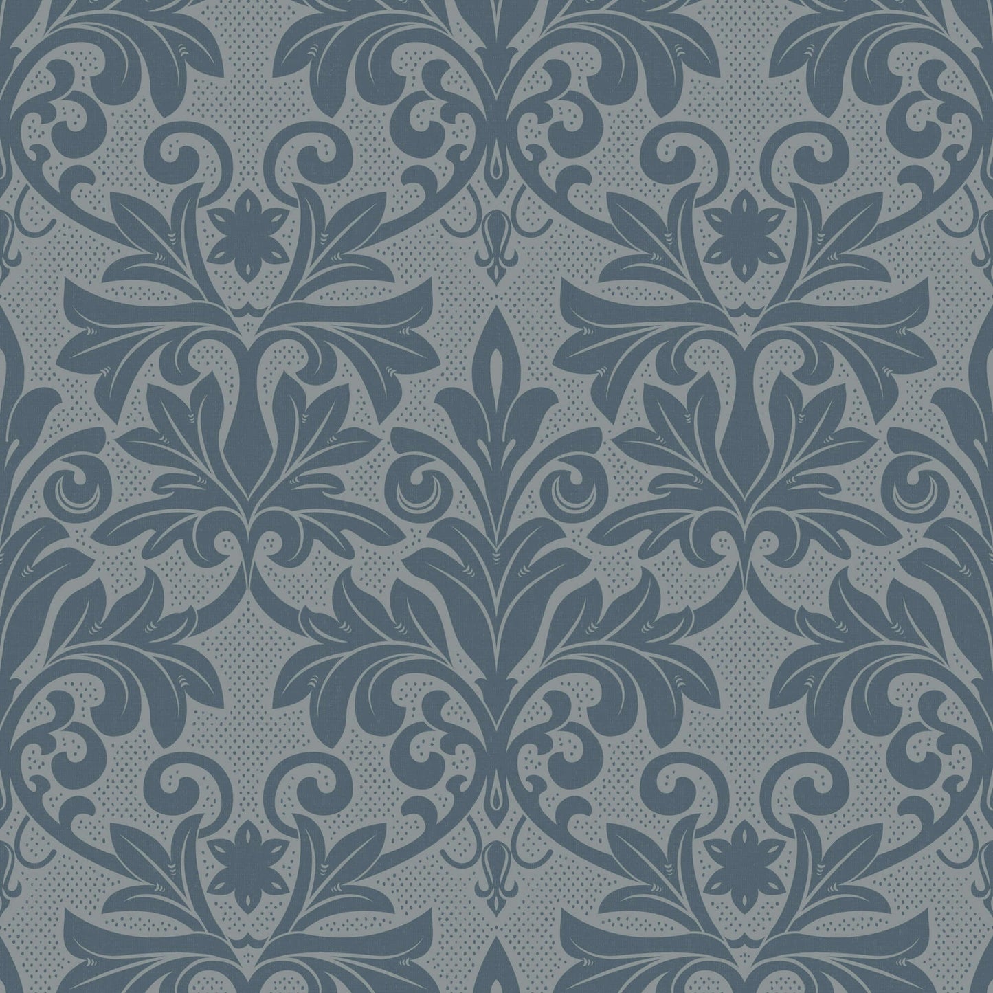 Mitchell Black Rococo Relief Wallpaper - Pewter Blue