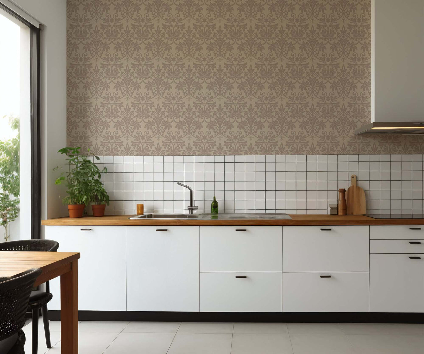 Mitchell Black Rococo Relief Wallpaper - Red Clay