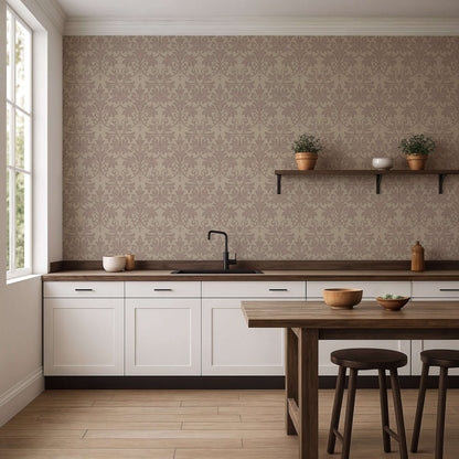 Mitchell Black Rococo Relief Wallpaper - Red Clay
