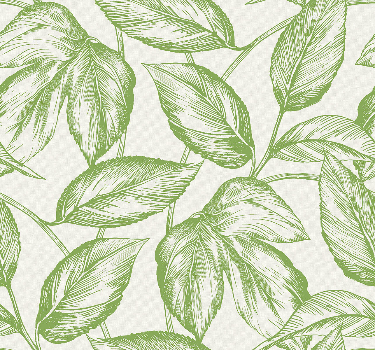 Seabrook Summer House Beckett Sketched Leaves Wallpaper - Apple Green