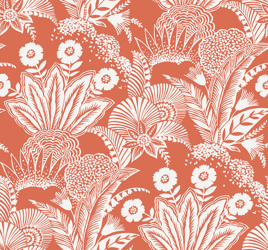 Seabrook Summer House Suvi Palm Grove Wallpaper - Coral Glow