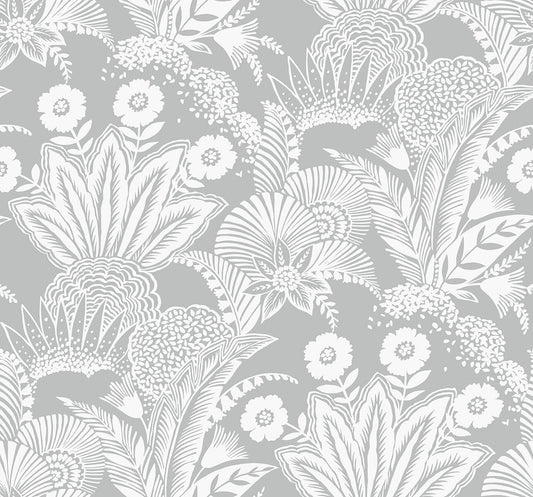 Seabrook Summer House Suvi Palm Grove Wallpaper - Bluish Gray
