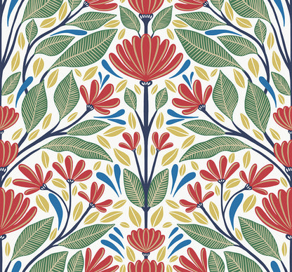 Seabrook Summer House Carmela Folk Floral Wallpaper - Primaries