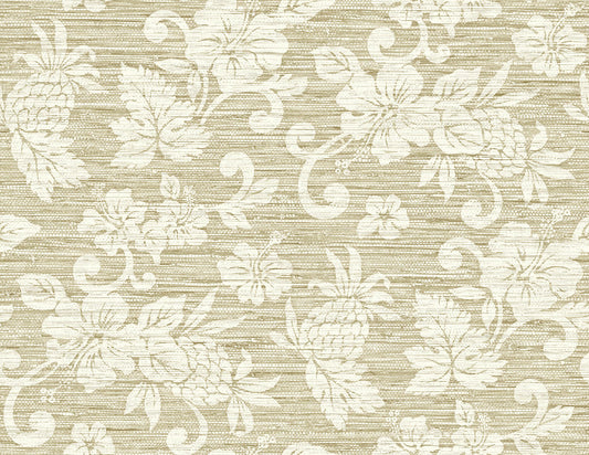 Summer House Juno Island Floral Wallpaper - Saddle Tan