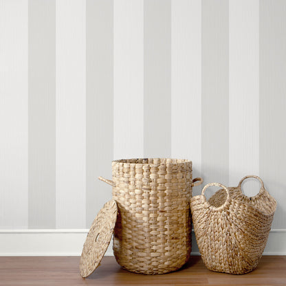 Seabrook Summer House Dylan Striped Stringcloth Wallpaper - Alaskan Grey
