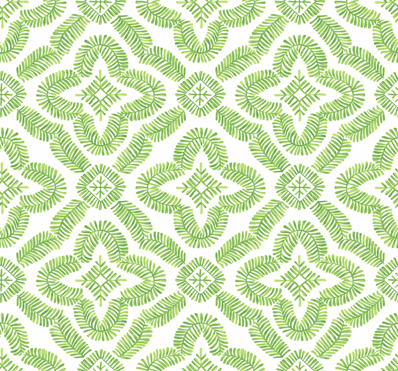 Seabrook Summer House Talia Botanical Medallion Wallpaper - Kiwi Green