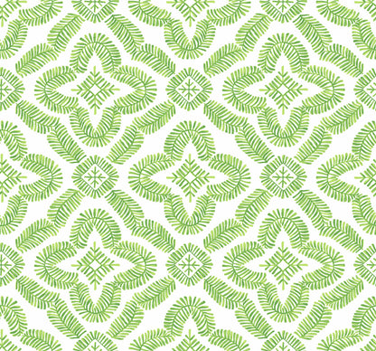 Seabrook Summer House Talia Botanical Medallion Wallpaper - Kiwi Green