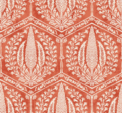 Seabrook Summer House Cyrus Harvest Wallpaper - Red Terracotta