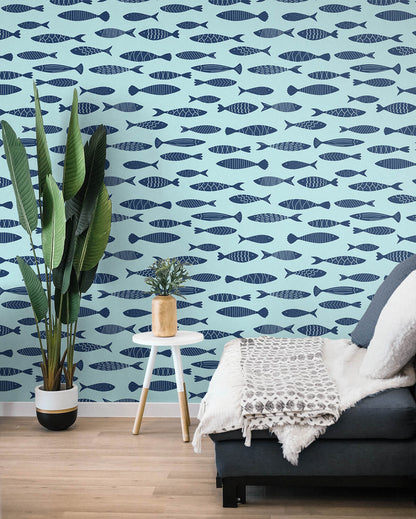 Seabrook Summer House Bay Fish Wallpaper - Bahama