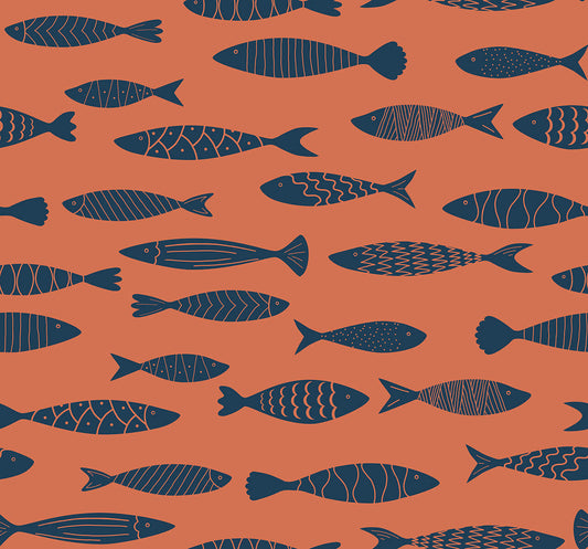 Seabrook Summer House Bay Fish Wallpaper - Coral Reef