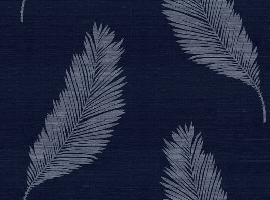 Seabrook Summer House Tossed Palm Grasscloth Wallpaper - Midnight Blue