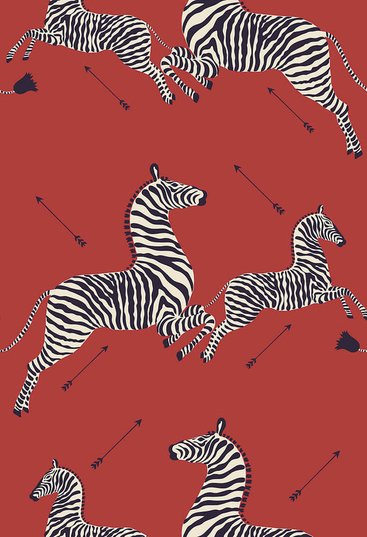 Scalamandre Zebras Collection Zebras Wallpaper - Masai Red