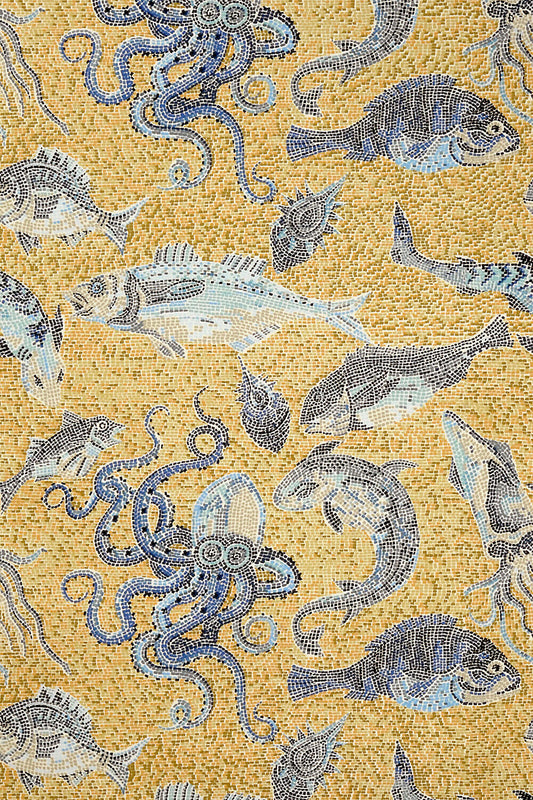 Scalamandre Mikonos Wallpaper - Blue & Yellow