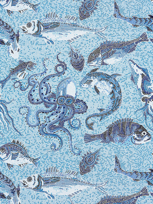 Scalamandre Mikonos Wallpaper - Blue