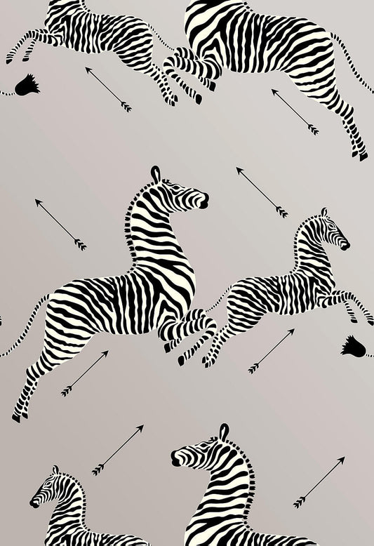 Scalamandre Zebras Collection Zebras Wallpaper - Silver