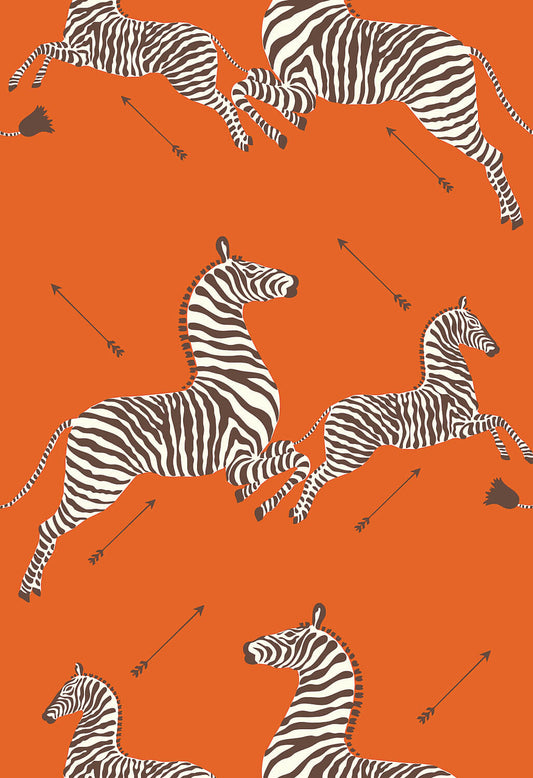 Scalamandre Zebras Collection Zebras Wallpaper - Orange