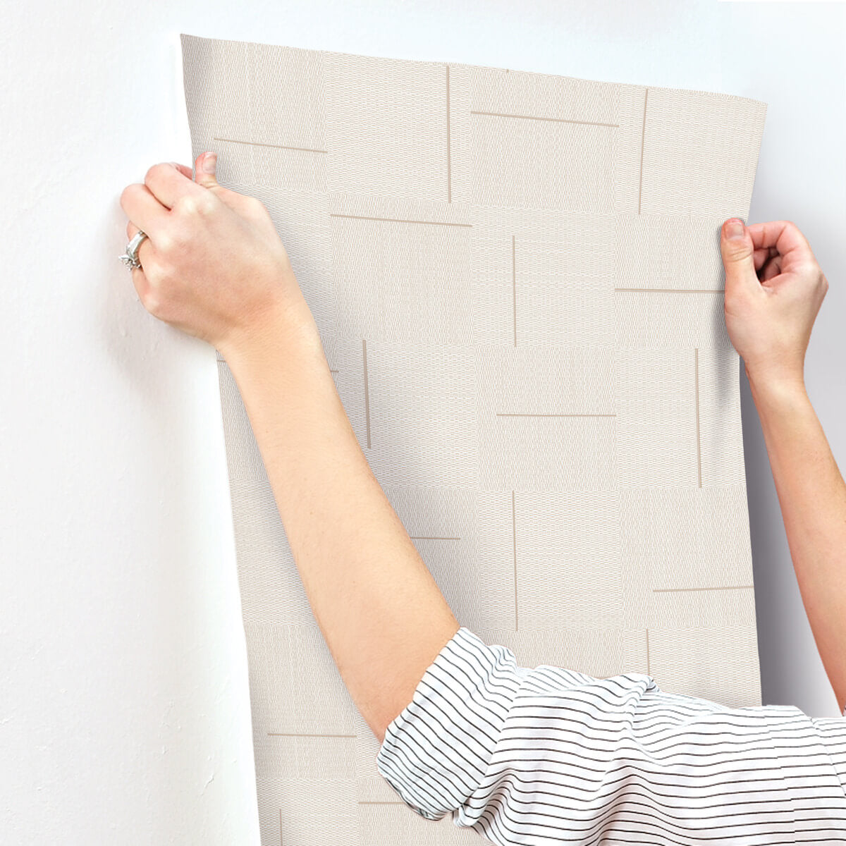 Signature Textures Second Edition Geo Block Weave Wallpaper - Linen