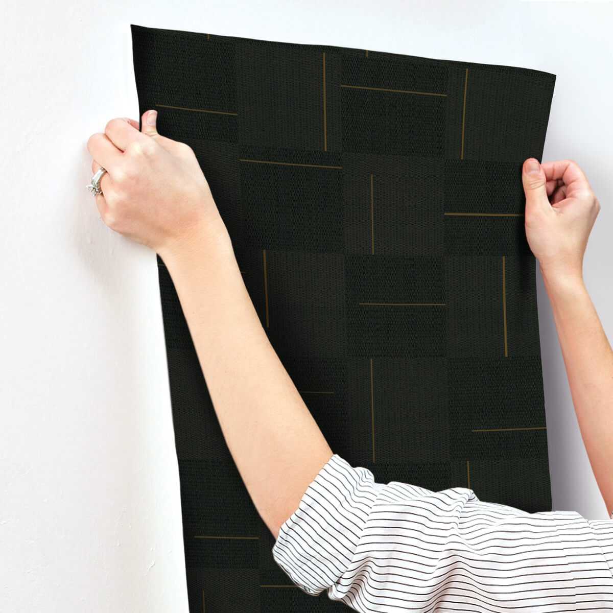 Signature Textures Second Edition Geo Block Weave Wallpaper - Black