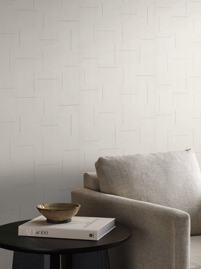Signature Textures Second Edition Geo Block Weave Wallpaper - Ivory