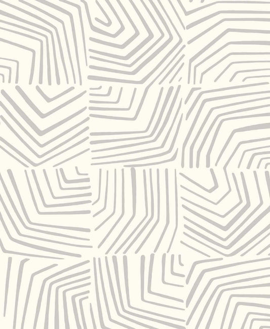 Seabrook The Simple Life Linework Maze Wallpaper - Fog Grey