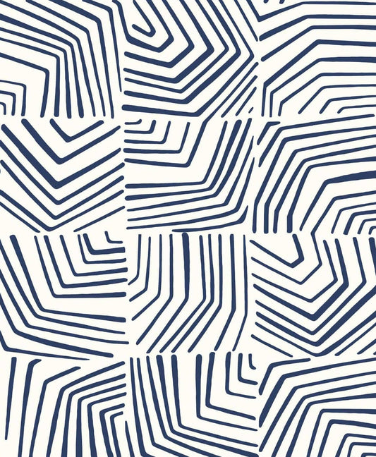 Seabrook The Simple Life Linework Maze Wallpaper - Imperial Blue