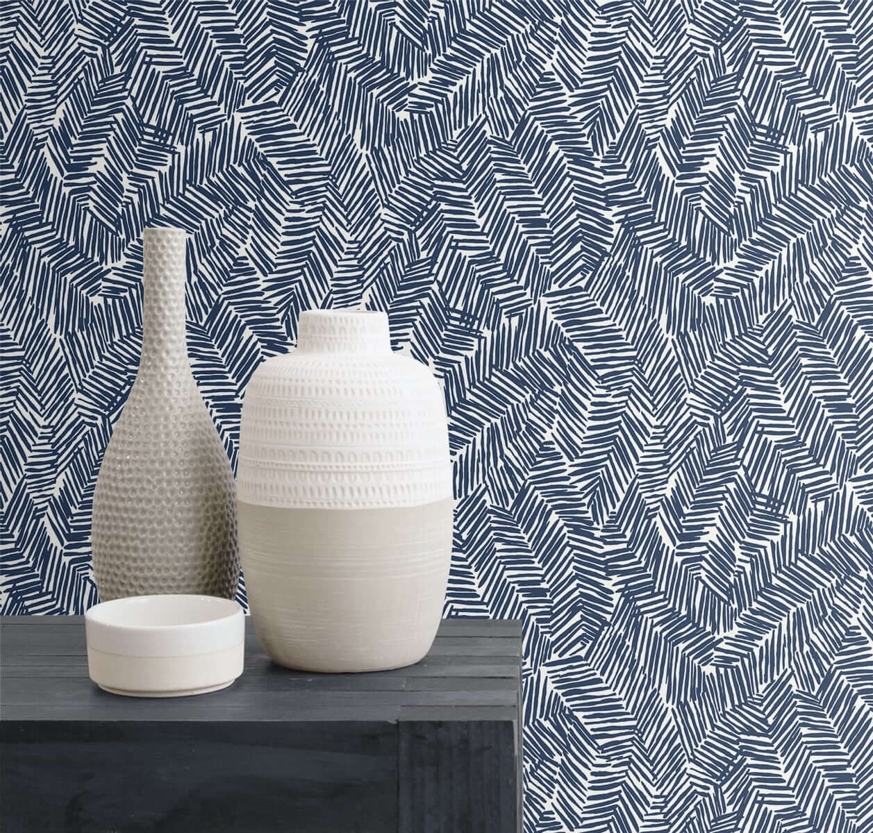 Seabrook The Simple Life Lush Wallpaper - Navy Blue