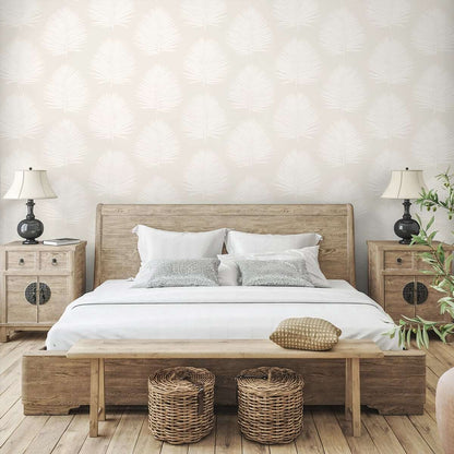 Seabrook The Simple Life Island Palm Wallpaper - Alabaster