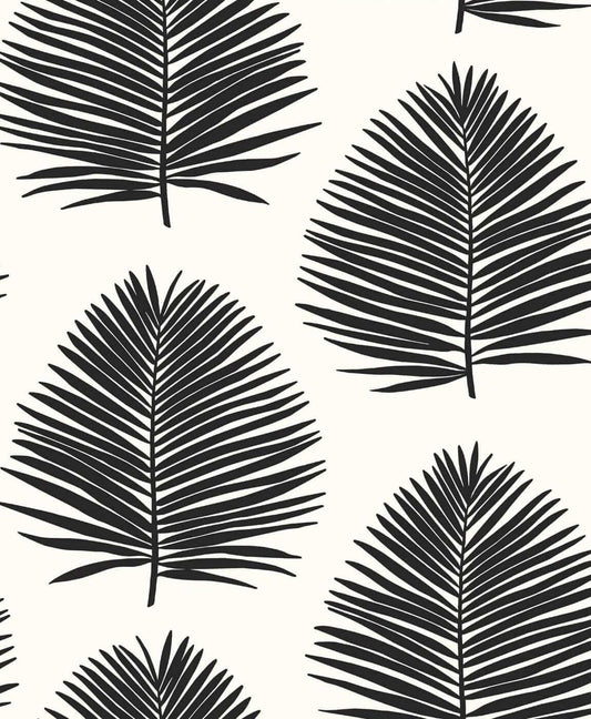 Seabrook The Simple Life Island Palm Wallpaper - Black & White