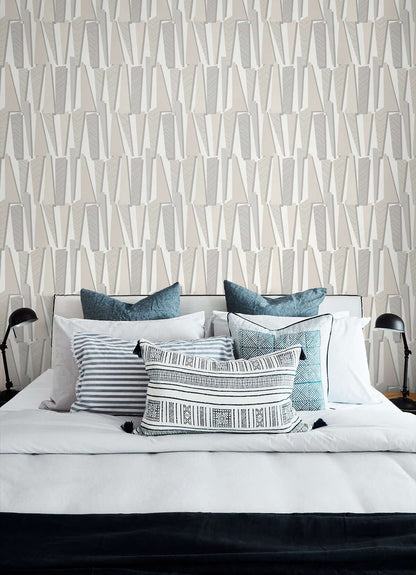 Seabrook The Simple Life Geometric Shadows Wallpaper - Linen