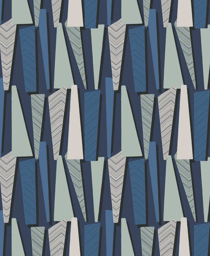Seabrook Designs The Simple Life Geometric Shadows Wallpaper - Denim