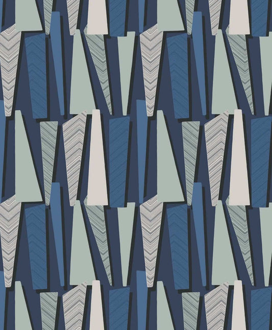 Seabrook The Simple Life Geometric Shadows Wallpaper - Denim