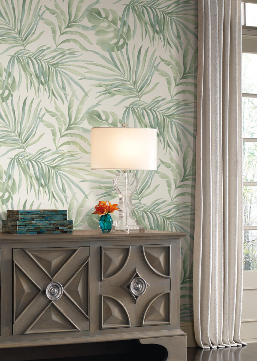 Candice Olson Tranquil Paradise Palm Wallpaper - Light Green