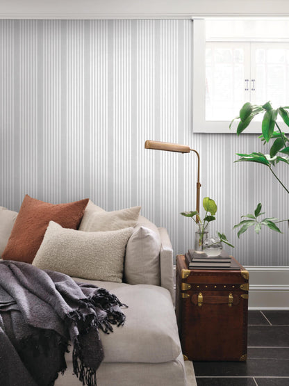 Magnolia Home Book 4 French Linen Stripe Wallpaper - Arctic Grey