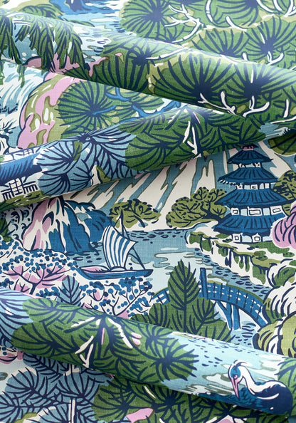 Thibaut Sojourn Pagoda Trees Wallpaper - Lavender & Blue