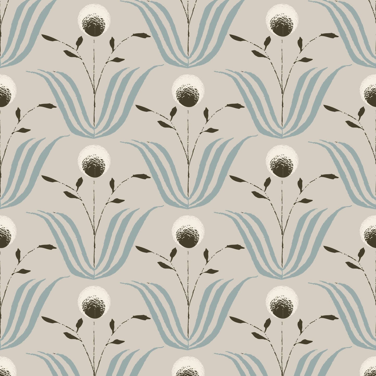 Mitchell Black Spring Bloom Wallpaper Sample - Blue Ivory