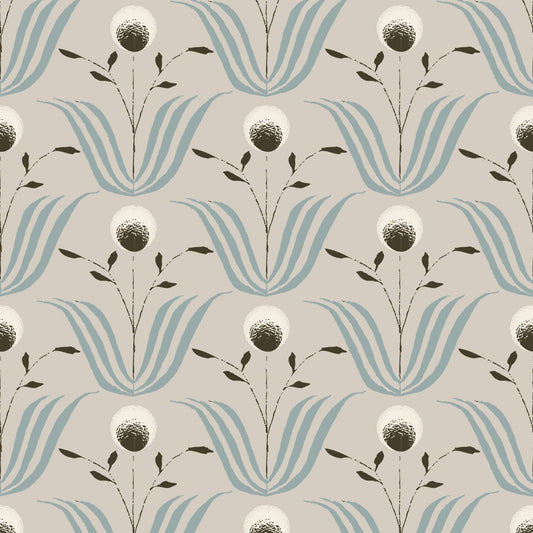 Mitchell Black Spring Bloom Wallpaper - Blue Ivory