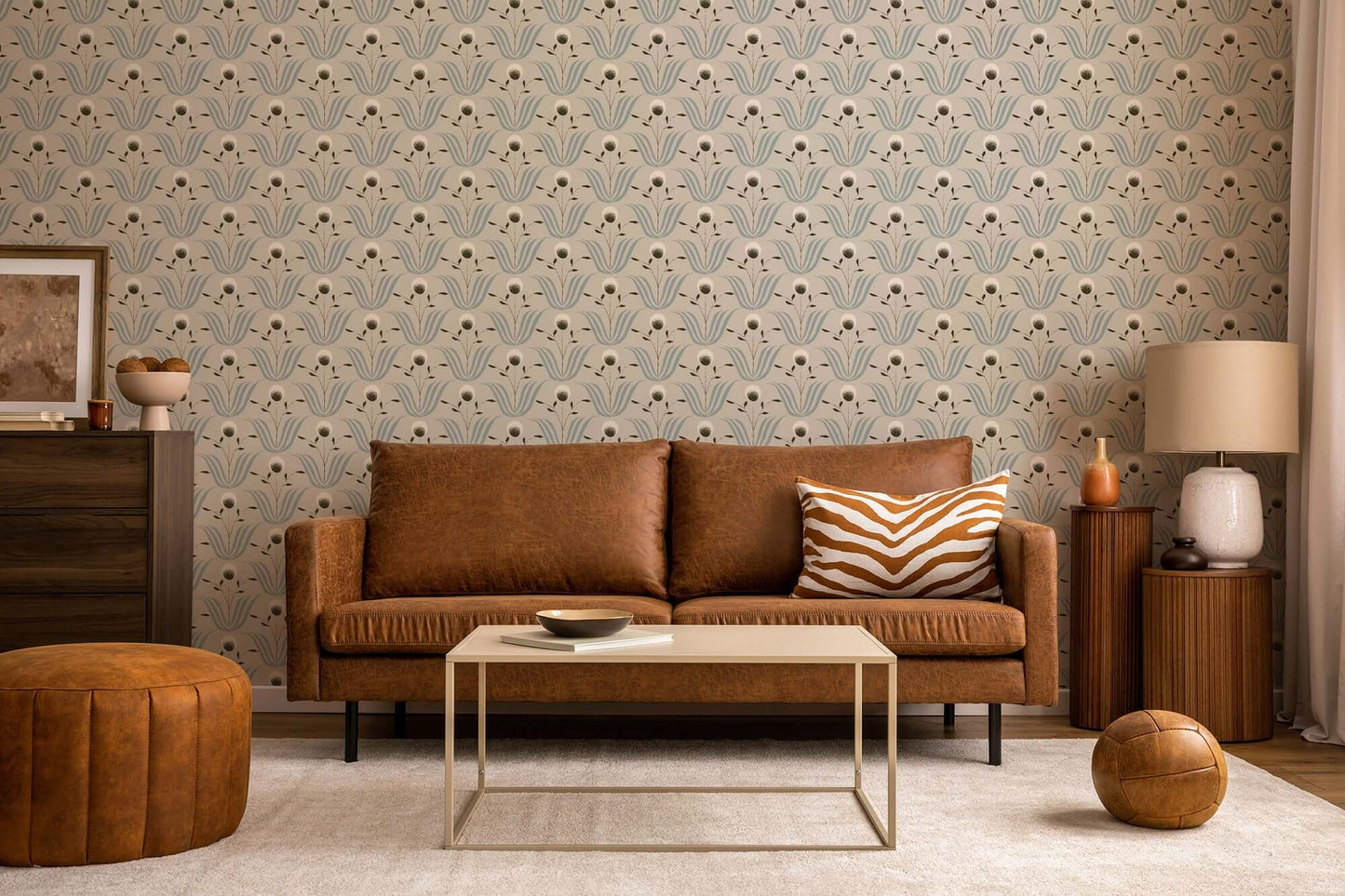 Mitchell Black Spring Bloom Wallpaper - Blue Ivory