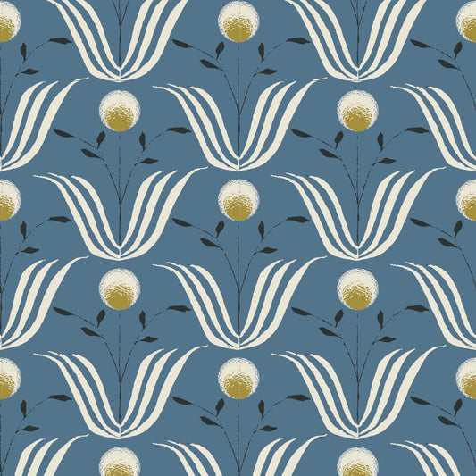 Mitchell Black Spring Bloom Wallpaper - Blue Salt