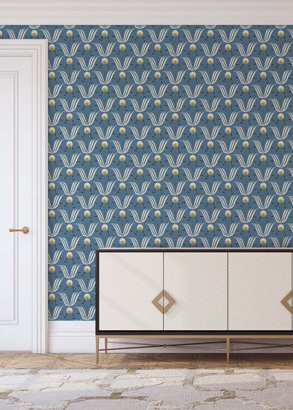 Mitchell Black Spring Bloom Wallpaper - Blue Salt