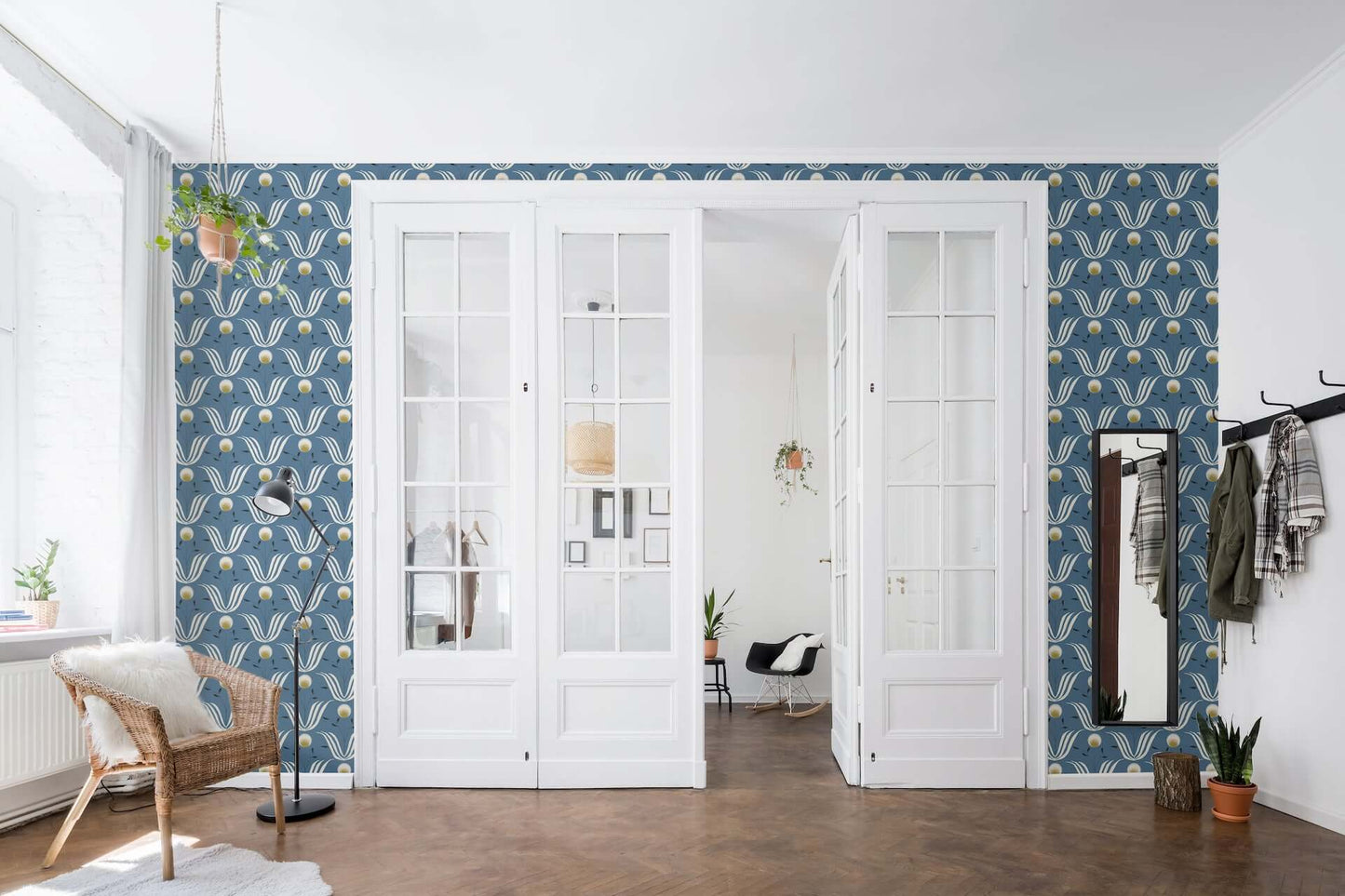 Mitchell Black Spring Bloom Wallpaper - Blue Salt