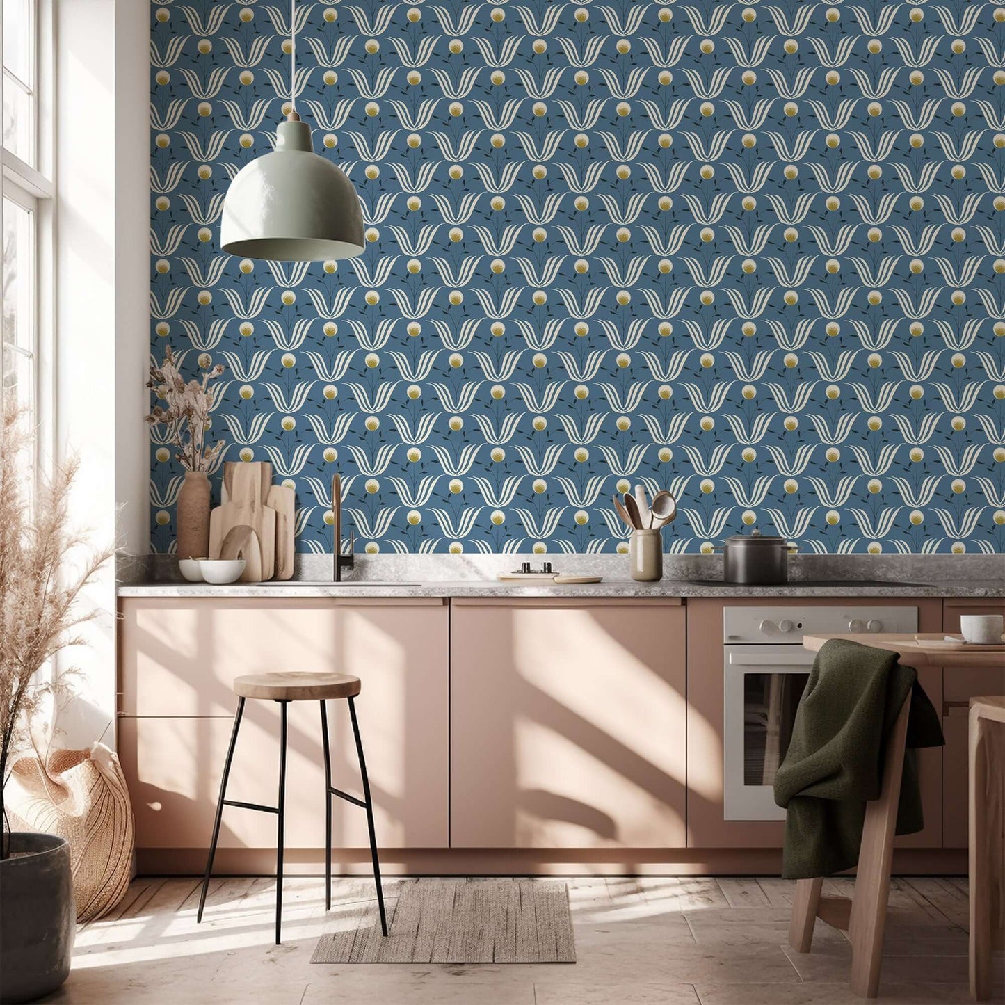 Mitchell Black Spring Bloom Wallpaper - Blue Salt