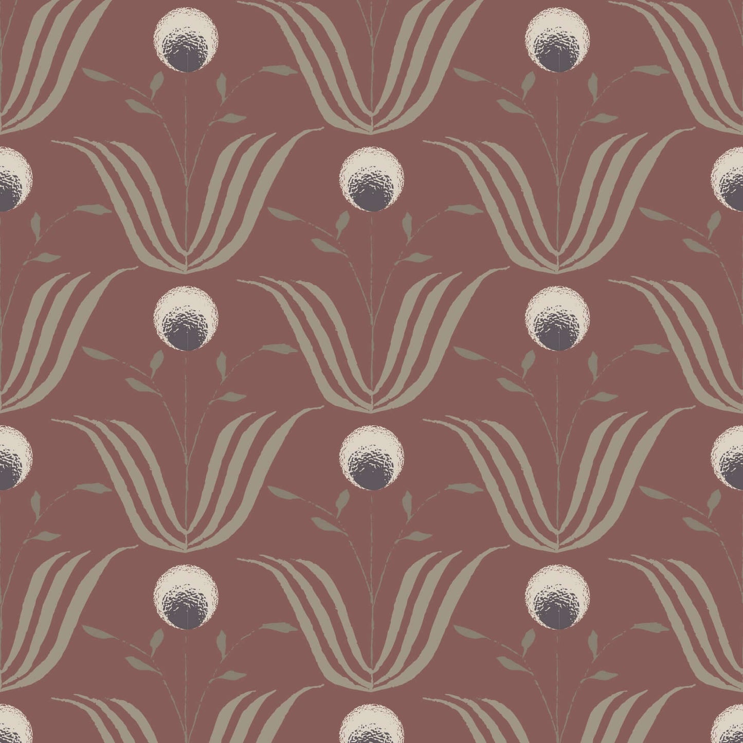 Mitchell Black Spring Bloom Wallpaper Sample - Burgundy