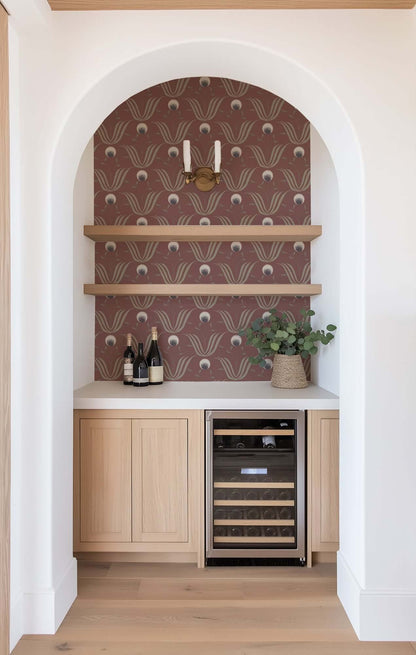 Mitchell Black Spring Bloom Wallpaper - Burgundy