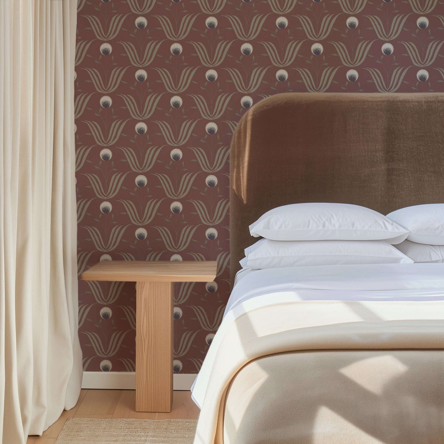 Mitchell Black Spring Bloom Wallpaper - Burgundy