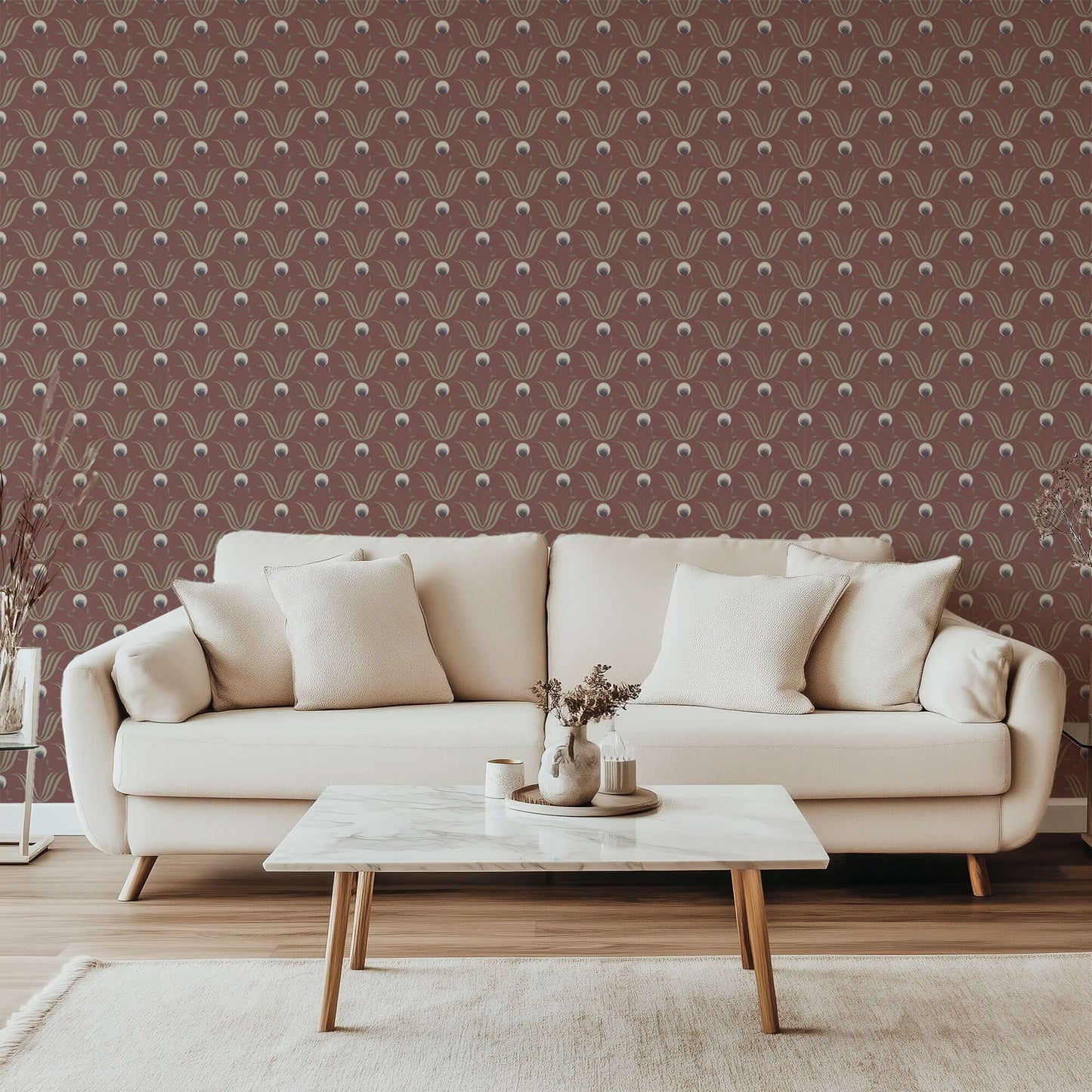 Mitchell Black Spring Bloom Wallpaper - Burgundy