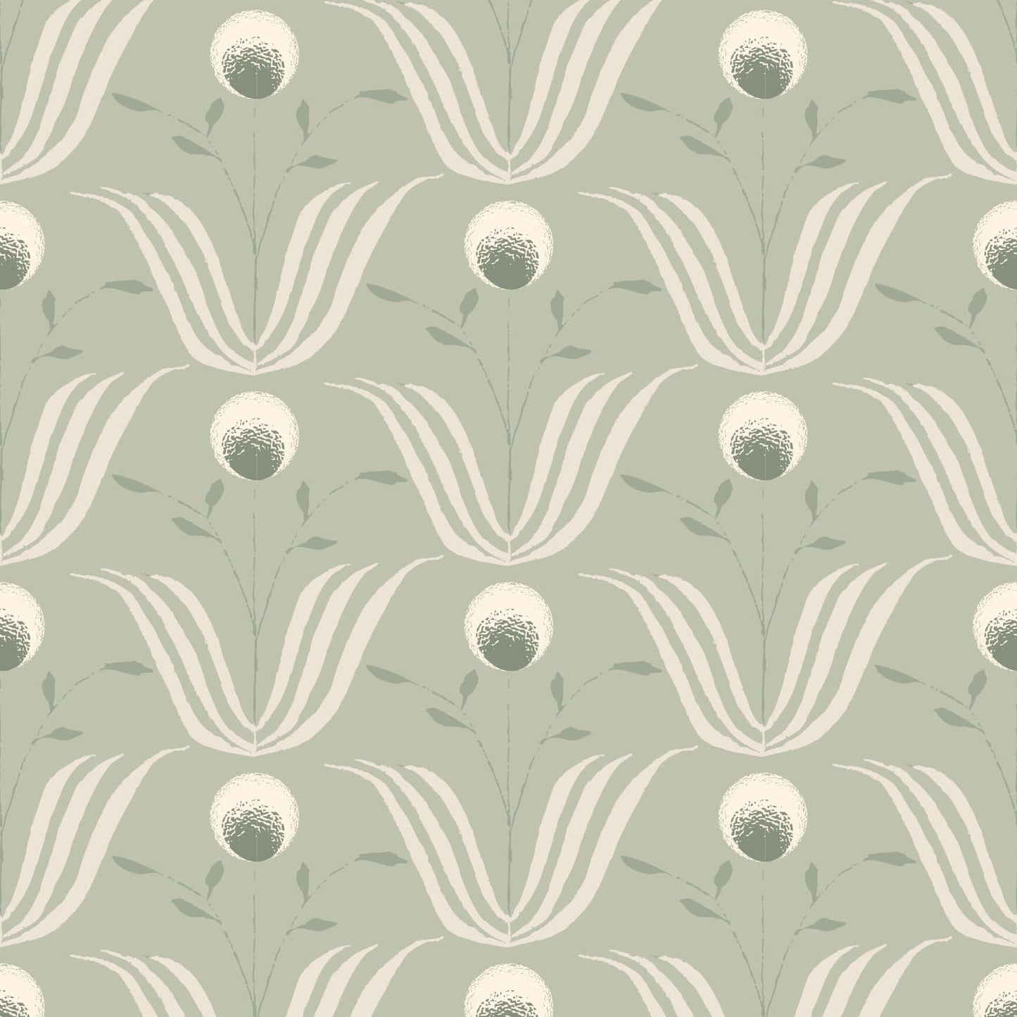Mitchell Black Spring Bloom Wallpaper Sample - Seafoam Green