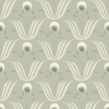 Mitchell Black Spring Bloom Wallpaper - Seafoam Green