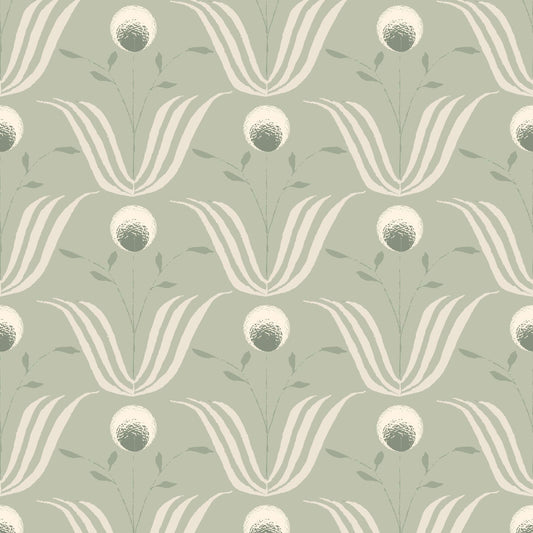 Mitchell Black Spring Bloom Wallpaper - Seafoam Green